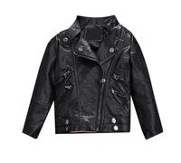 Veste Cuir Fille Automne, Veste De Saison Fille, Vestes Enfants De Style CoréEn Vestes à Col Montant Confortable pour GarçOns Et Filles Blouson Couleur Unie avec Poches ZippéEs 2-14 Ans