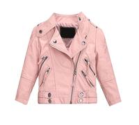 Veste Cuir Fille Automne, Veste De Saison Fille, Vestes Enfants De Style CoréEn Vestes à Col Montant Confortable pour GarçOns Et Filles Blouson Couleur Unie avec Poches ZippéEs 2-14 Ans