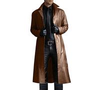 Veste Cuir Homme Hiver Chaud A Manche Longues Grand Taille Mode Casual Long Vintage Trench Coat Manteau Gothique Blouson Parka Coupe Vent Veste de Cuir Hommes Grand Taille Pas Cher