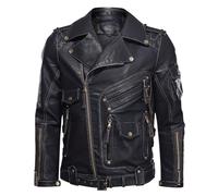 Veste Cuir Homme Zippe Blouson De Moto - Blouson Classique Hiver Chaud Coupe-Vent Doublure Confortable Col Montant Zippé ÉLéGant Minimaliste Couleur Unie ExtéRieur Quotidien