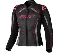 Veste cuir moto femme RST S1 CE - noir/rose - L M
