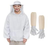 Veste d'apiculture pour homme et femme, chapeau avec voile, veste d'abeille, résistante aux perforations, avec gants d'apiculteur en peau de mouton (XXL)