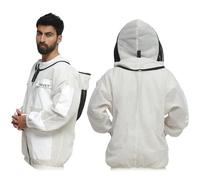 Veste d'apiculture ultra ventilée à 3 couches Équipement de protection des abeilles Vêtements d'apiculture professionnels Veste d'apiculteur Veste anti-abeille confortable (Blanc, XXL)
