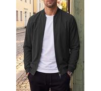 Veste d'aspect lin pour femme de couleur unie - Cache-maillot de plage léger avec poche zippée et col montant - Tailles S à XXXL (noir M)