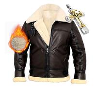 Veste d'aviateur en Peau De Mouton Cuir Bombardier pour Hommes, Leather Jacket Homme, Manteau Mouton Retourné Homme, Blouson Cuir Homme Hiver éPaissir Manteau Fourrure (TYP-1,S)