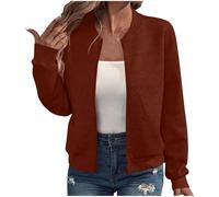 Veste d'aviateur légère à manches longues - Décontractée Zippé Jacket Parka Casual Sport Outwear Veste Bomber Femme Blouson Court Décontracté Pilote à Manches Longues Zippé