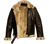 Veste D'aviation For Homme En Cuir, Blouson Aviateur, Veste En Cuir Imitation Peau De Mouton Avec Col En Fourrure, Revers Épais Et Veste D'hiver En Cuir De Velours For Homme