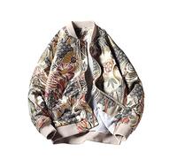 Veste de baseball brodée à fleurs pour hommes, veste hip-hop, veste de baseball rétro pour homme, décontracté, streetwear japonais, grande taille