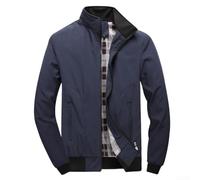 Veste de baseball décontractée pour homme, col montant à revers solide, fermeture éclair intégrale, coupe-vent de sport légère pour printemps, automne, voyage, usage quotidien, L-4XL (bleu 3XL)