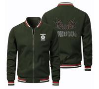 Veste de baseball homme Super.natur-al, veste de survêtement unisexe hip-hop, veste bomber streetwear pour l'automne(Green,XXL)
