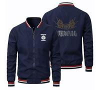 Veste de baseball homme Super.natur-al, veste de survêtement unisexe hip-hop, veste bomber streetwear pour l'automne(Navy,3XL)