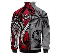 Veste de Baseball Homme Tahiti Polynesia Pattern Blousons bombardiers à Fermeture éclair de Style hawaïen imprimé en 3D Manteaux Streetwear décontractés à col Montant Sweatshirt léger avec Poches