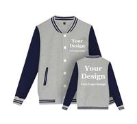 Veste De Baseball Personnalisée pour Hommes, Manteau Décontracté D'université pour Couple, Haut Photo/Texte/Logo Imprimé Garçons Filles Sweat-Shirt Color4,L