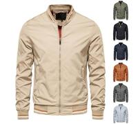 Veste de baseball pour homme - Veste bomber légère d'été décontractée à manches longues et fermeture éclair intégrale - Haut de sport actif tendance - Coupe ajustée - Manteau coupe-vent pour sport de