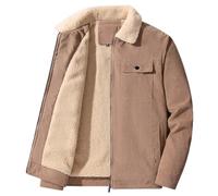 Veste de camionneur en polaire sherpa pour homme - Décontractée - Militaire - Manteau d'hiver épais et chaud avec col en fourrure - Veste de mi-saison en velours côtelé - Manteau léger épais et