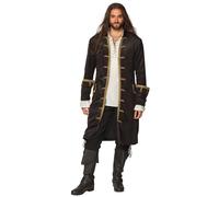 Veste De Capitaine Pirate Noir Et Or Homme - Taille: Xl (54/56) Marron
