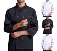 Veste de chef à manches longues pour homme - Résistant aux taches - Durable - Design à double boutonnage - Pour restaurant - Uniforme d'hôtel - Unisexe - Professionnel et moderne, blanc, M