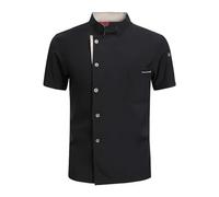 Veste de Chef d'été Respirante avec Dos en Maille, Uniforme de Restaurant à Manches Courtes for Hommes et Femmes, Tenue de Cuisine légère et rafraîchissante(Black,XL)