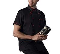 Veste de Chef pour Hommes Veste De Chef Unisexe Manche Courte, Hommes Femmes Cuire Un Manteau De Restaurant Serveur Uniforme, Boulanger De Cuisine Porte Des Chemises ( Color : Black , Size : B(XL) )