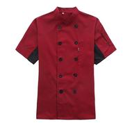 Veste de Chef Professionnelle pour Hommes Femmes Manches Courtes Cardigan à Boutons Uniforme de Chef pour Service Alimentaire/Restaurant/hôtel