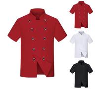 Veste de chef professionnelle unisexe à manches longues et courtes pour uniforme de chef - Veste de cuisine légère et respirante avec boutons recouverts - Vêtement de travail pour restaurant, hôtel