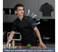 Veste de chef respirante à manches courtes, design à manches en filet, confortable, pour le chef, la cuisine, la cuisson, la boulangerie, l'hôtel, le restaurant, la restauration collective, uniforme à