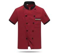 Veste de chef uniforme à manches courtes for l'industrie la restauration Convient aux Services Alimentaires(Red Short,2XL 180)