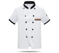 Veste de chef uniforme à manches courtes for l'industrie la restauration Convient aux Services Alimentaires(White Short,XL 175)