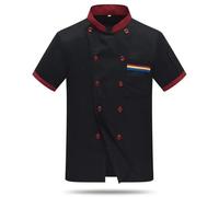 Veste de chef uniforme à manches courtes for l'industrie la restauration Convient aux Services Alimentaires(Black Short,XL 175)