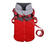 Veste De Chiens Chauds en Toison d'hiver d'automne avec Un Harnais Temps Froid Imperméable Labrador Bulldog French Bulldog,Rouge,XL