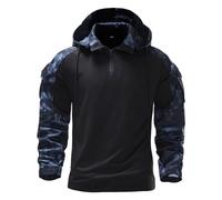 Veste de combat militaire pour homme - Sweat à capuche tactique pour homme - Sweat à capuche à motif camouflage - Haut à manches longues - Sweat à capuche décontracté pour homme, b-noir, L