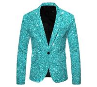 Veste de costume à paillettes brillantes pour homme - Coupe régulière - Veste classique pour le Nouvel An - Blazers de fête décontractés à manches longues - Blazers à paillettes - Un bouton - Brasero