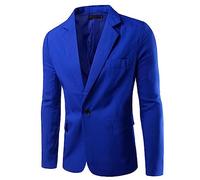 Veste de costume décontractée pour homme - Coupe ajustée - Avec un bouton - Solide - Décontracté - Léger - Entretien facile - Pour enterrement de vie de jeune fille - Veste à manches longues, bleu,