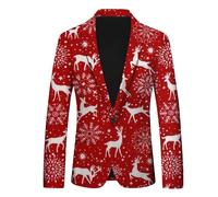Veste de Costume élégante pour Hommes avec Boutonnage et Poche imprimée idéale pour Un Style Deux pièces Moderne et sophistiqué (Red, S)
