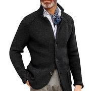 Veste de costume en tricot bleu pour homme - Coupe droite - Automne - Hiver - Tenue de loisirs - Blazer classique chaud - Convient pour fête, date, bal de fin d'année, mariage, smoking, Noir , M