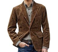 Veste de Costume en Velours Côtelé pour Homme Coupe Ajustée à Boutons-Pression Blouson Automne avec Multi-Poches Veste mi Saison Cowboy Chemise Uni Coupe Vent Cargo Surchemise Vintage Manteau