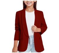 Veste De Costume Fille à Manches Longues Blazer Élégant avec Col Châle Ouverture sur Le Devant Poche Intérieure Veste Habillée pour Enfants Tunique Noire