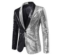Veste De Costume Homme à Paillettes- Blazer Slim Fit Casual à Un Bouton Sequins Brillante Blousons pour SoiréE De Performance Mariage Banquets FêTe Carnaval CéRéMonie Party Danse Rave Costume
