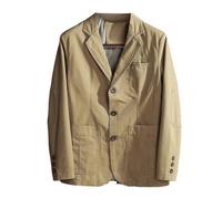 Veste De Costume Homme,Blazer Décontracté en Coton pour Homme, Veste De Costume Ample À Revers, Simple Boutonnage, Léger, pour Le Sport, La Marche, La Randonnée, Le Quotidien, Kaki, Taille XL