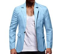 Veste De Costume Homme - Costume Casual de Luxe pour Hommes Blouses Bouton Revers Slim fit élégant Chemise Veste Party Formel Solid Color Coat with Pocket Veste