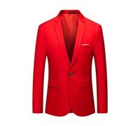 Veste de costume moderne pour homme - Coupe ajustée - Blazer stretch - 1 bouton - Veste de loisirs - Veste d'affaires - Pour mariage, fête, affaires, remise de diplôme - Manteau uni tendance, O rouge