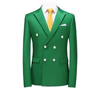 Veste de costume pour homme - Coupe ajustée - Double boutonnage - Élégant blazer de smoking pour mariage, bal de fin d'année, et d'affaires, Vert, 6XL