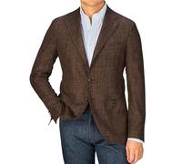 Veste de costume pour homme en tweed à chevrons - Coupe ajustée - Style vintage à chevrons - Deux boutons - Mélange de laine - Marron, BN, M