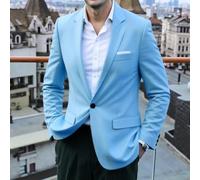 Veste de costume pour homme, manteau d'affaires formel à un seul bouton, coupe ajustée, blazer de style européen pour marié, mariage, occasions formelles (2XL, bleu)
