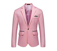 Veste de Costume pour Homme Veste pour Homme à Un Bouton avec col à Revers Slim Fit Légère Blazer d'affaires Couleur Unie Sakko De Sport Décontractés Quotidiens pour Fête De Mariage de Bureau M-2XL