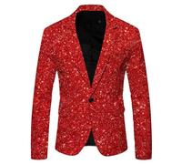 Veste de Costume pour Hommes à Paillettes 3D élégante avec Poches imprimées et Design boutonné pour Un Style Deux Moderne (M)