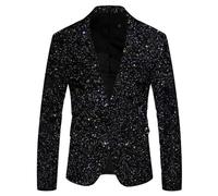 Veste de Costume pour Hommes à Paillettes 3D élégante avec Poches imprimées et Design boutonné pour Un Style Deux Moderne (Black, XXXL)