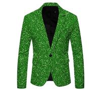 Veste de Costume pour Hommes à Paillettes 3D élégante avec Poches imprimées et Design boutonné pour Un Style Deux Moderne (Green, M)