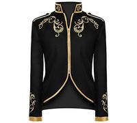 Veste De Costume pour Hommes Jacquard Gothique De Style EuropéEn Prince Costume De Palais Costumes Militaire Incrusté d'or Veste Carnaval Cosplay Slim Fit Manteau Blazer brodé rétro Steampunk 1989