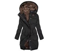 Veste de course à pied pour femme avec poches zippées - Long gilet à manches longues avec capuche en fourrure - Grande taille pour la pluie et l'extérieur